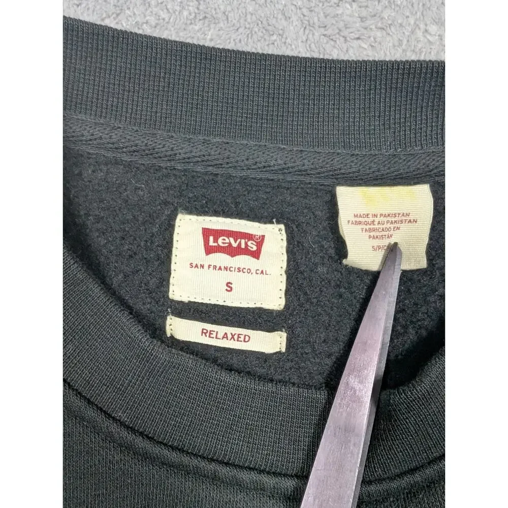 Levis Sweatshirt Mens Small Black Classic Fit Streetwear Urban Skater Casual